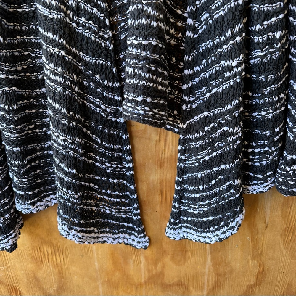 Eileen Fisher Cotton Black and White knit Open Front Cardigan - Picture 5 of 10